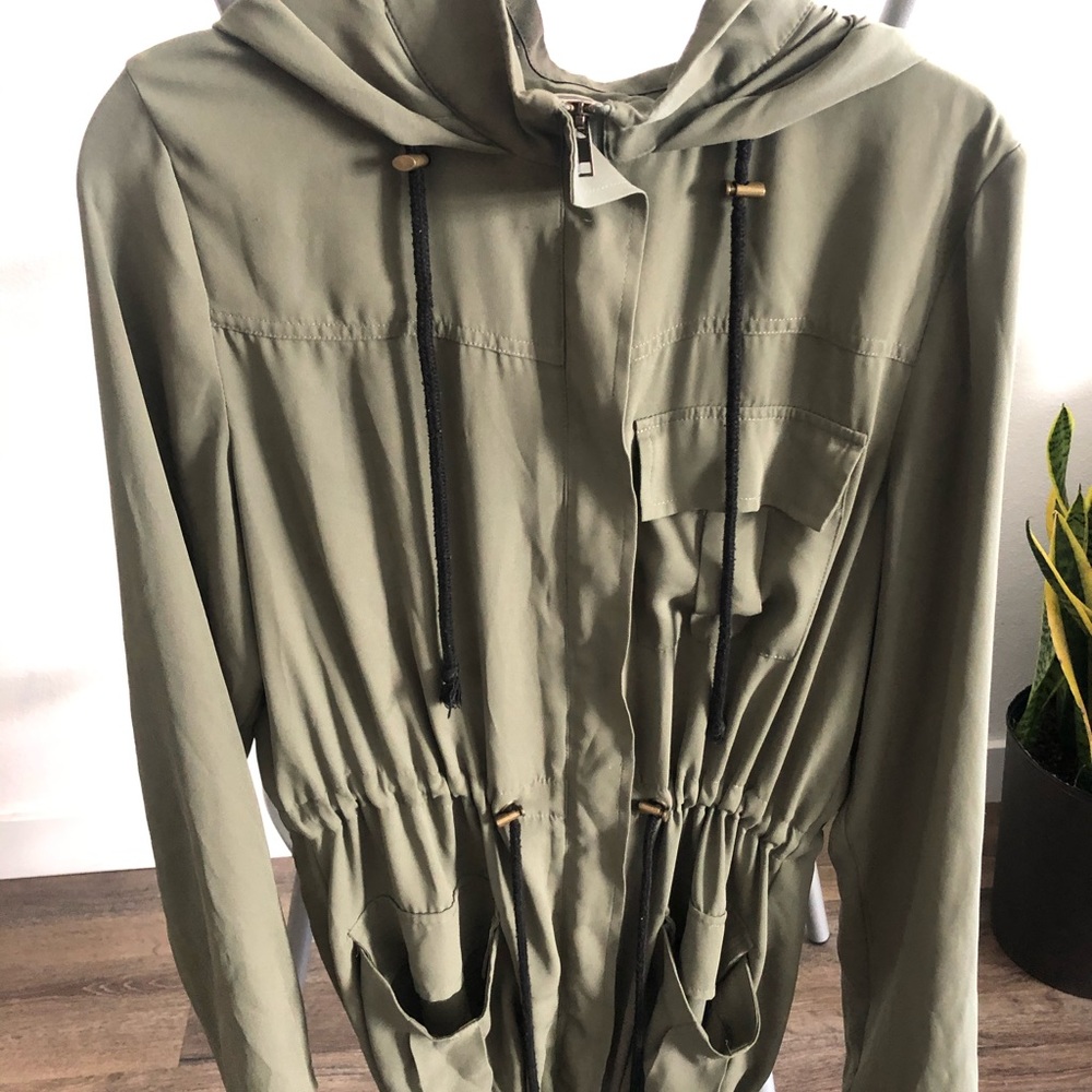 Long Silk Navy Cargo Jacket